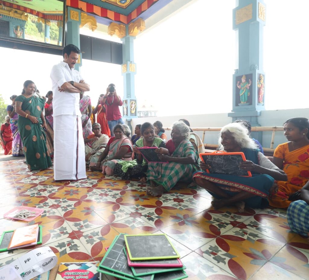 Minister interacting and witness the aged people evening school