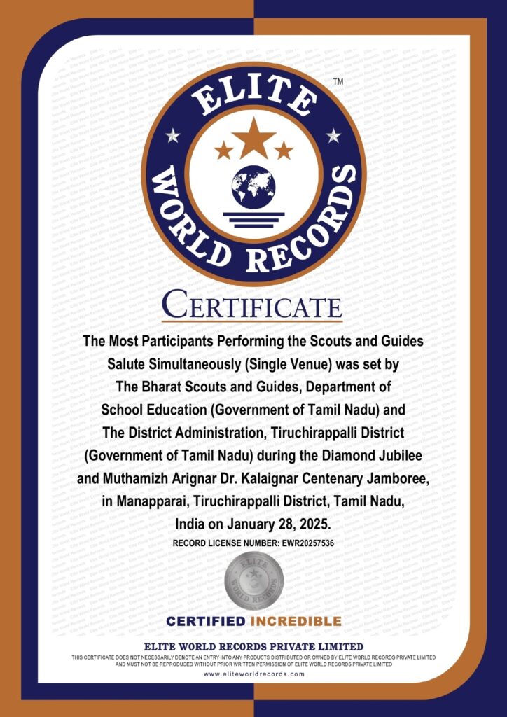 Most participants performing the Scouts & Guides salute jamboree record